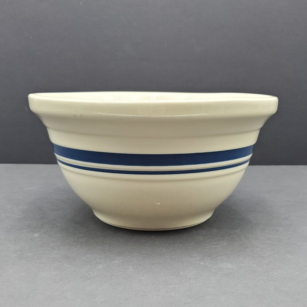 Friendship Pottery Blue Band Mixing Bowl Roseville Ohio Blue Stripe 2 Quart Bowl